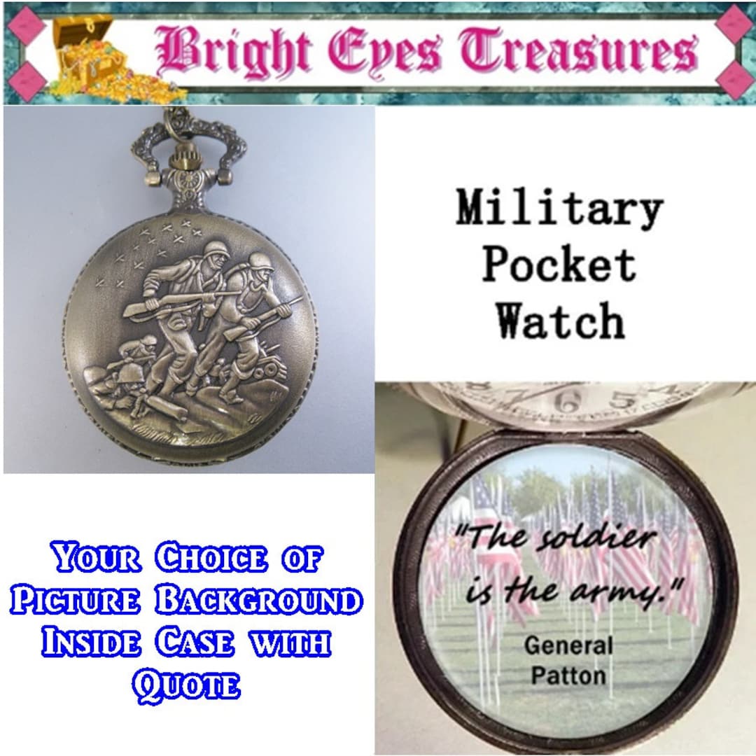 Personalized Pocket Watch Army Marines Soldier Military USA W/your