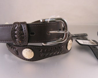 Vintage DOUBLE S Belt Collection Dark Brown Leather & Concho  display picture 3