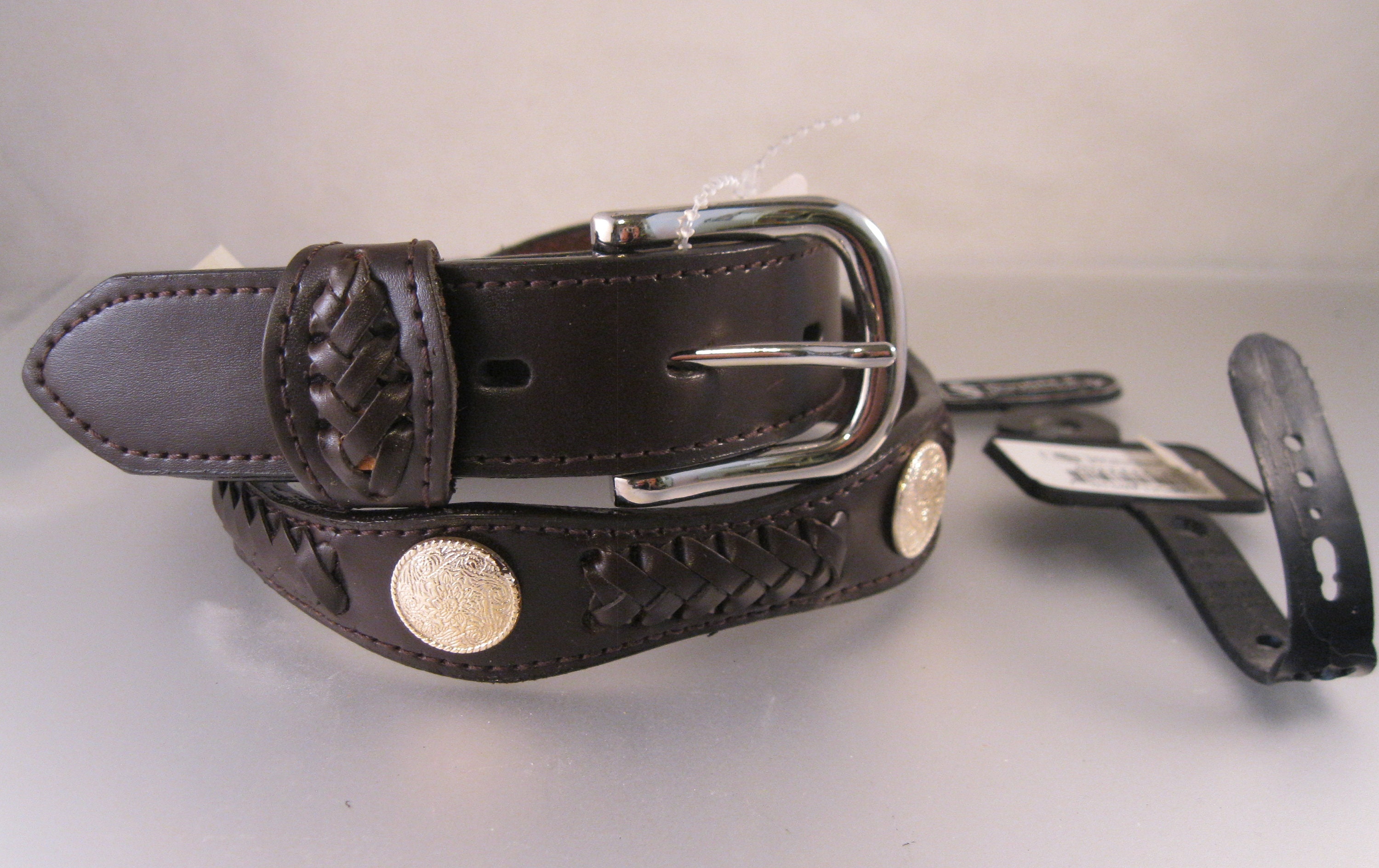 Vintage Black Leather Belt with Southwest Animal Details S UpFind Western Leather Belts for Men Black Cowboy Longhorn  main image 3