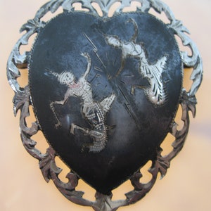 Antique Large SIAM Niello Black & Sterling Silver Brooch Big Brooch Pin Antique Jewelry Antique Brooch Antique Pin Gifts for Women