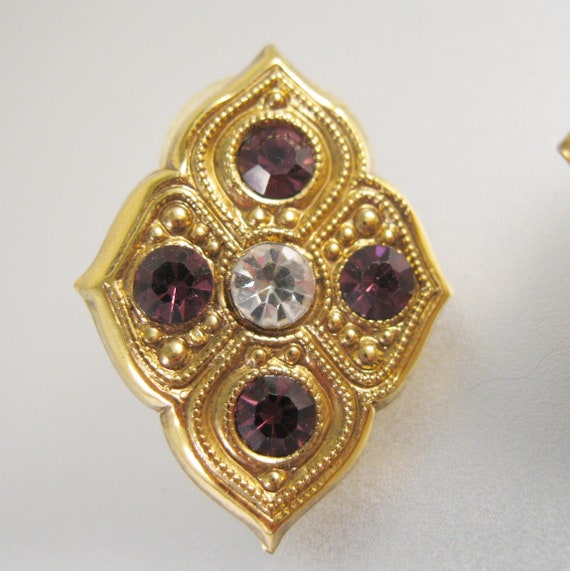 Antique Style Faceted Purple Rhinestone Crystal S… - image 3