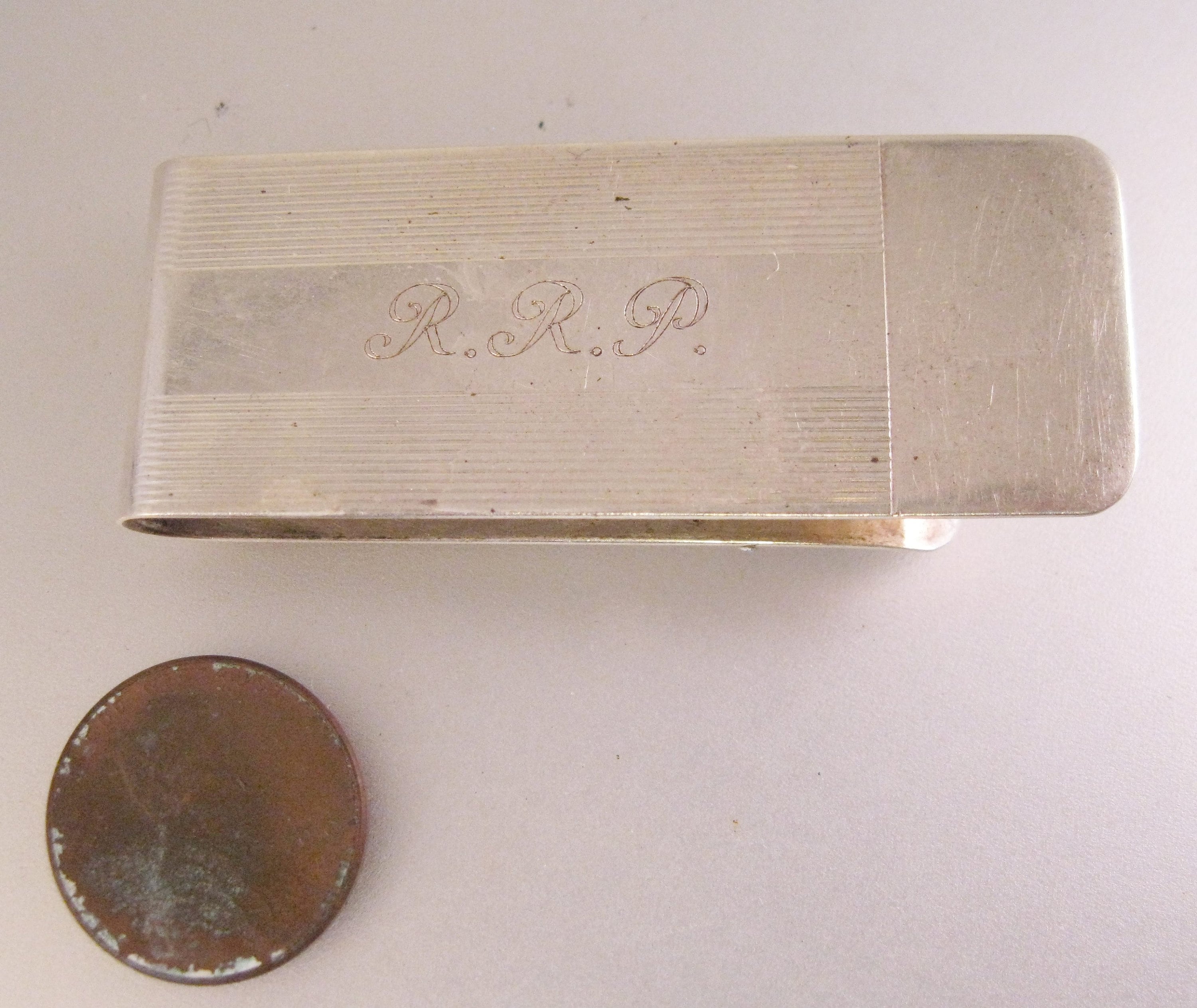 Vintage TIFFANY & CO. Sterling Silver Money Clip Monogrammed RRP 2 1/4