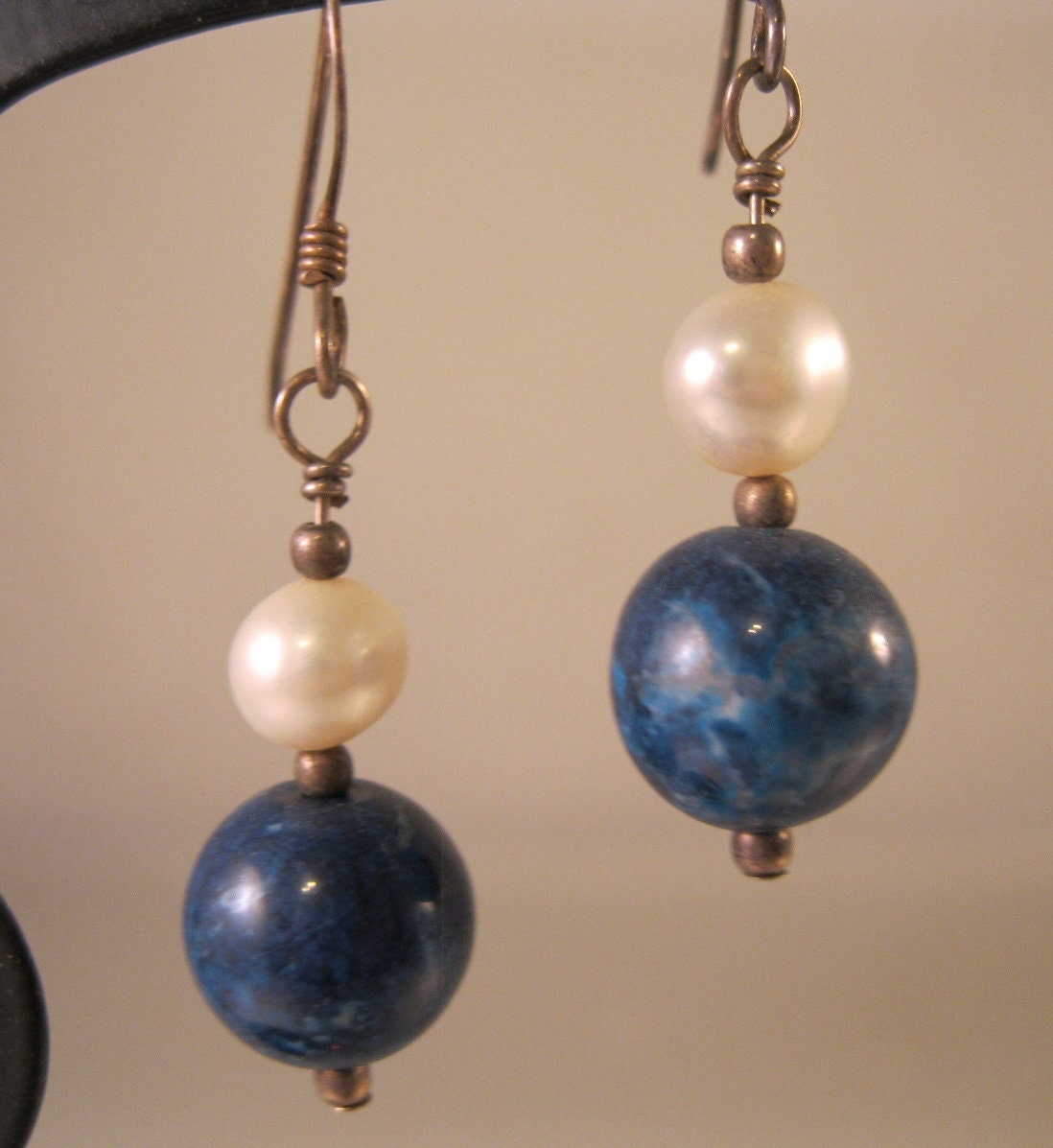 Details about   Sterling Silver Carved SODALITE Star w/ PEARL Dangle Earrings #77...Handmade USA 