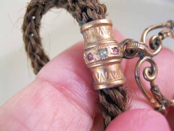 Antique Victorian Braided Hair Pocket Watch Chain… - image 4