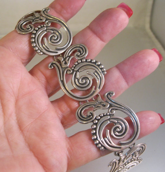 Vintage AMPARO Signed Mexican Scroll Sterling Sil… - image 2
