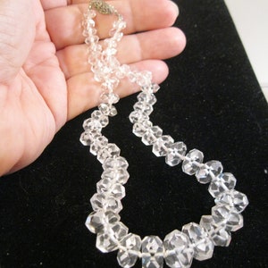 Antyczny naszyjnik typu choker z kryształu górskiego w stylu art déco, ręcznie cięty, 14 1/4&quot; ze srebra próby 925, antyczny naszyjnik z antycznej biżuterii