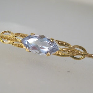 Edwardian 14k Yellow Gold 1 1/2ct Aquamarine Bar Pin 1900s Antique Jewelry Antique Pin Fine Jewelry Gifts for Women Gifts for Her