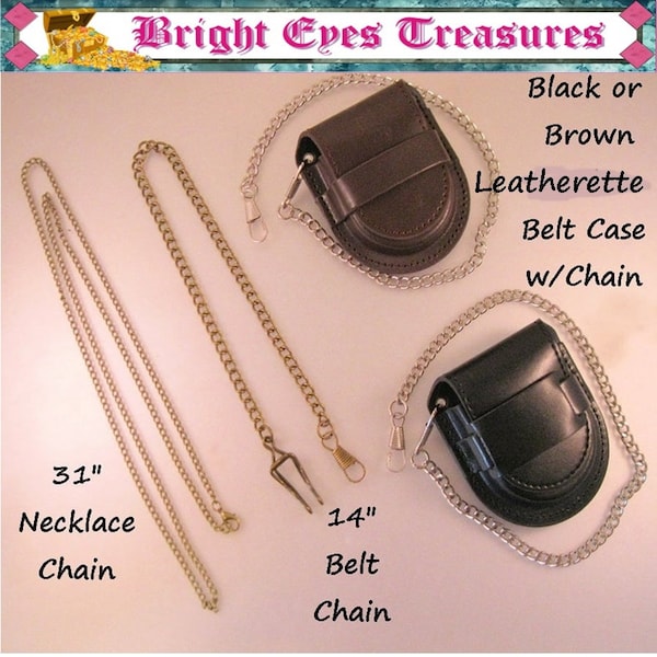 Vintage Style Pocket Watch Chains and Cases Your Choice Necklace Chain Belt Chain Leatherette Case with Chain Gifts for Father Gifts for Him