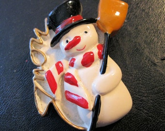 Vintage Christmas Snowman Snow Brooch Pin Vintage Jewelry Vintage Christmas Jewelry Christmas Brooch Christmas Pin Stocking Stuffer