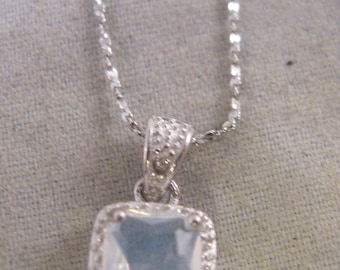 Pendentif Breloque Feuille Argenté - Avec Pierre Amazonite - Vintage Créateur