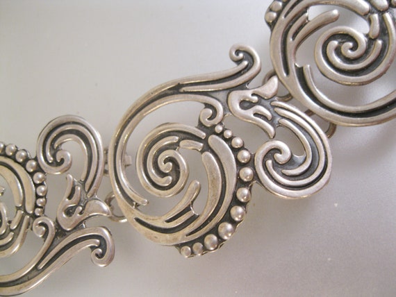 Vintage AMPARO Signed Mexican Scroll Sterling Sil… - image 1