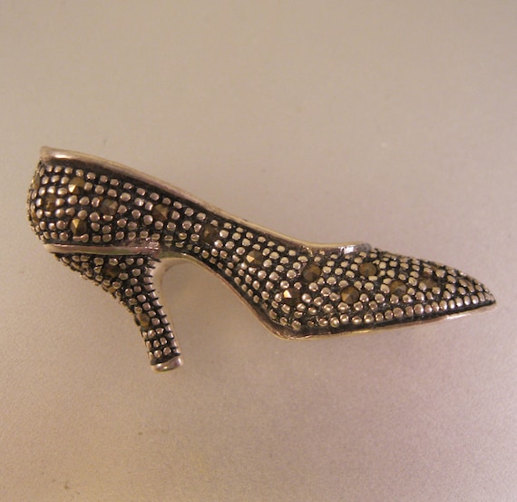 Vintage Art Deco Style FAS Marcasite High Heel Sh… - image 1