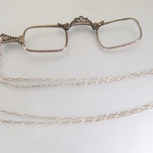 1800 Viktorian Lorgnette Folding Sterling Silber Lupe Halskette Antiker Schmuck Antike Lorgnon Geschenke für Sie Geschenke für Mama