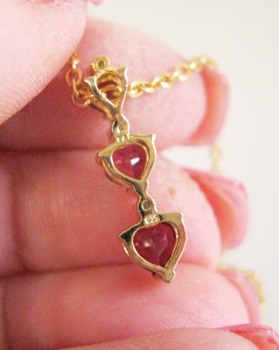 Vintage FAS Genuine Garnet & Diamond Accent Heart… - image 6