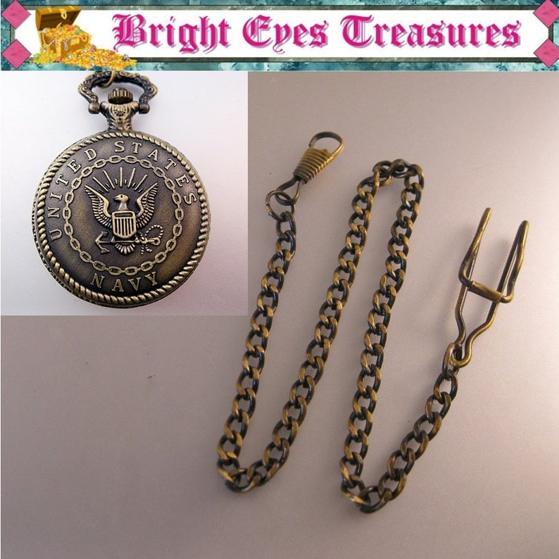 Vintage Style Navy Pocket Watch & Chain Necklace Costume Etsy