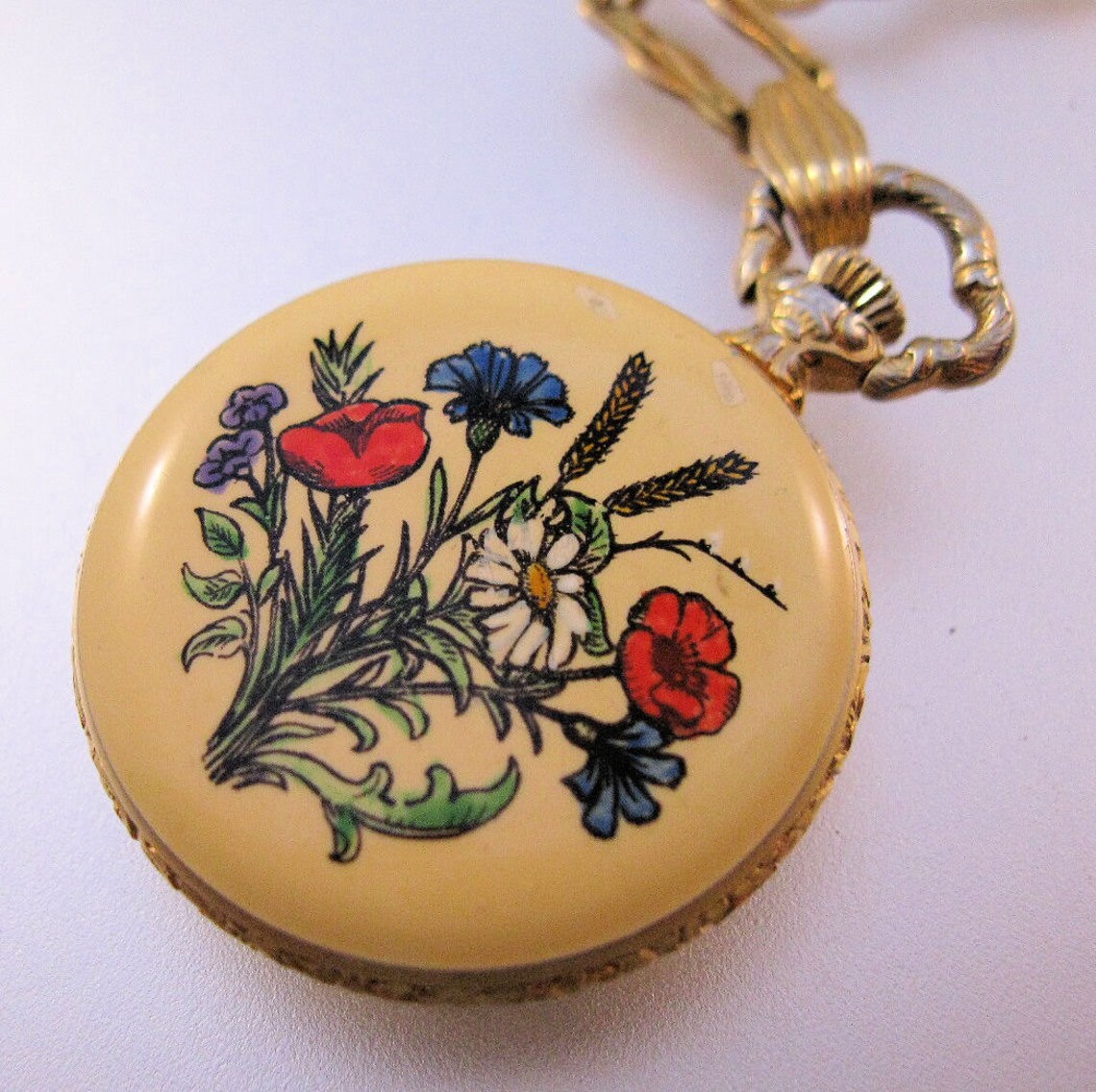 Vintage ARNEX Ladies Pocket Watch Pendant Necklace Enamel Etsy