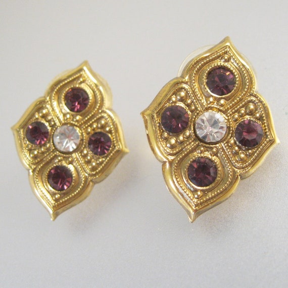 Antique Style Faceted Purple Rhinestone Crystal S… - image 2