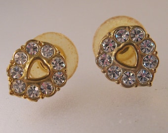 Orecchini a perno vintage a forma di cuore con strass di cristallo, orecchini a perno placcati in oro con cristalli, orecchini a lobo placcati in oro, regali per lei, regali per donne
