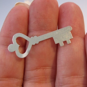 Antique Heart Skeleton Key Sterling Silver Charm Key Pendant Jewelry Gift for Her Valentines Day Gifts for Lover Gifts for Girlfriend