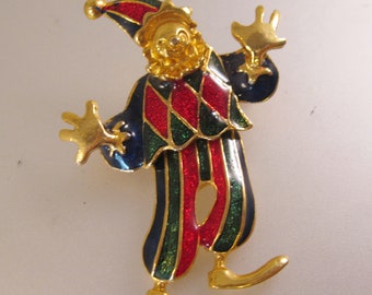 Vintage Circus Clown Articulated Brooch Moving Enamel Pin Costume Jewelry Vintage Jewelry Vintage Brooch Vintage Pin Gifts for Her