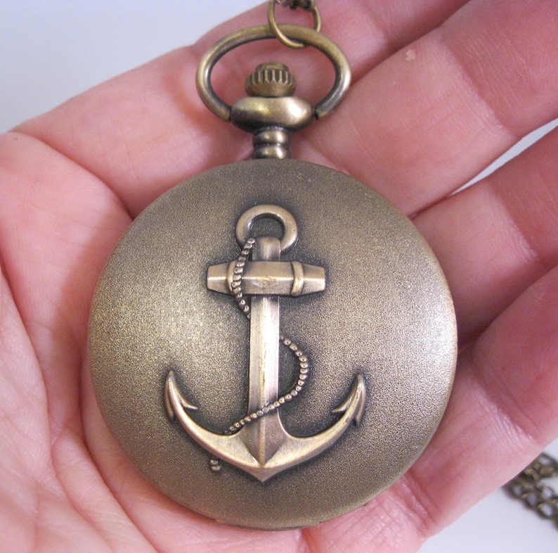 Anchor Pocket Watch W/your Choice of Chain Costume Jewelry Etsy