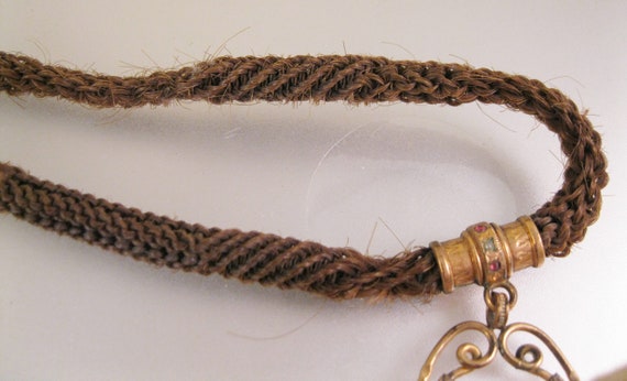 Antique Victorian Braided Hair Pocket Watch Chain… - image 8