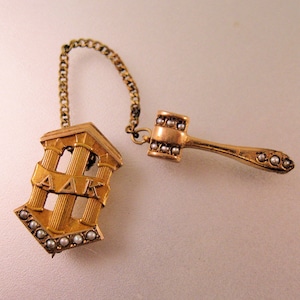 Antique 10K Rose Gold Seed Pearl Sorority Pin Alpha Delta Kappa circa 1929 Vintage Jewelry Vintage Pin Teacher Sorority Gift for Her