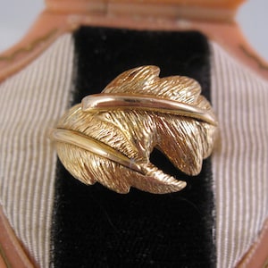 Pierścionek vintage włoskiego projektanta z liściem, złoty vermeil, srebro próby 925, rozmiar 8, pierścionek vintage, biżuteria vintage, biżuteria fine jewelry, prezenty dla niej