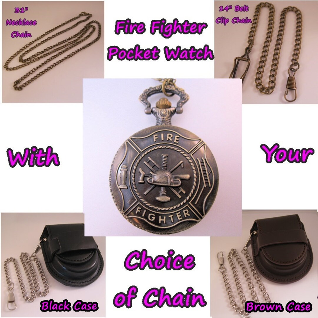 Fire Fighter Pocket Watch Fireman Fire Dept. W/your Choice of Etsy