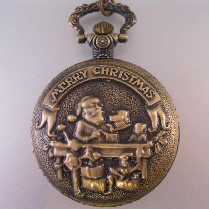 SANTA CLAUS Pocket Watch with Your Choice of Chain Style Etsy