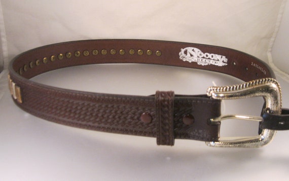 Vintage NOCONA 2413402-28 Hand Tooled Leather Silver … - Gem display picture 1