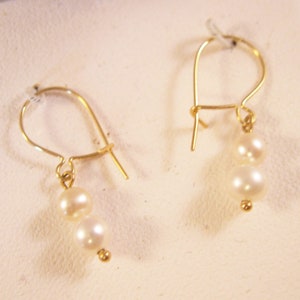 14k Cultured Pearl Drop Earrings Pierced Earrings Vintage Fine Jewelry Gifts for Her Pearl Earrings Gifts for Wife Gifts for Women