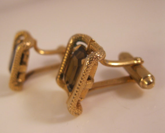 Vintage Smoky Quartz Gold Filled Cuff Links Cuffl… - image 4