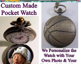 Basketball Pocket Watch with Your Choice of Chain Gifts for Basketball Player Gifts for Men Gifts for Him Gifts for Her Gifts for Boys