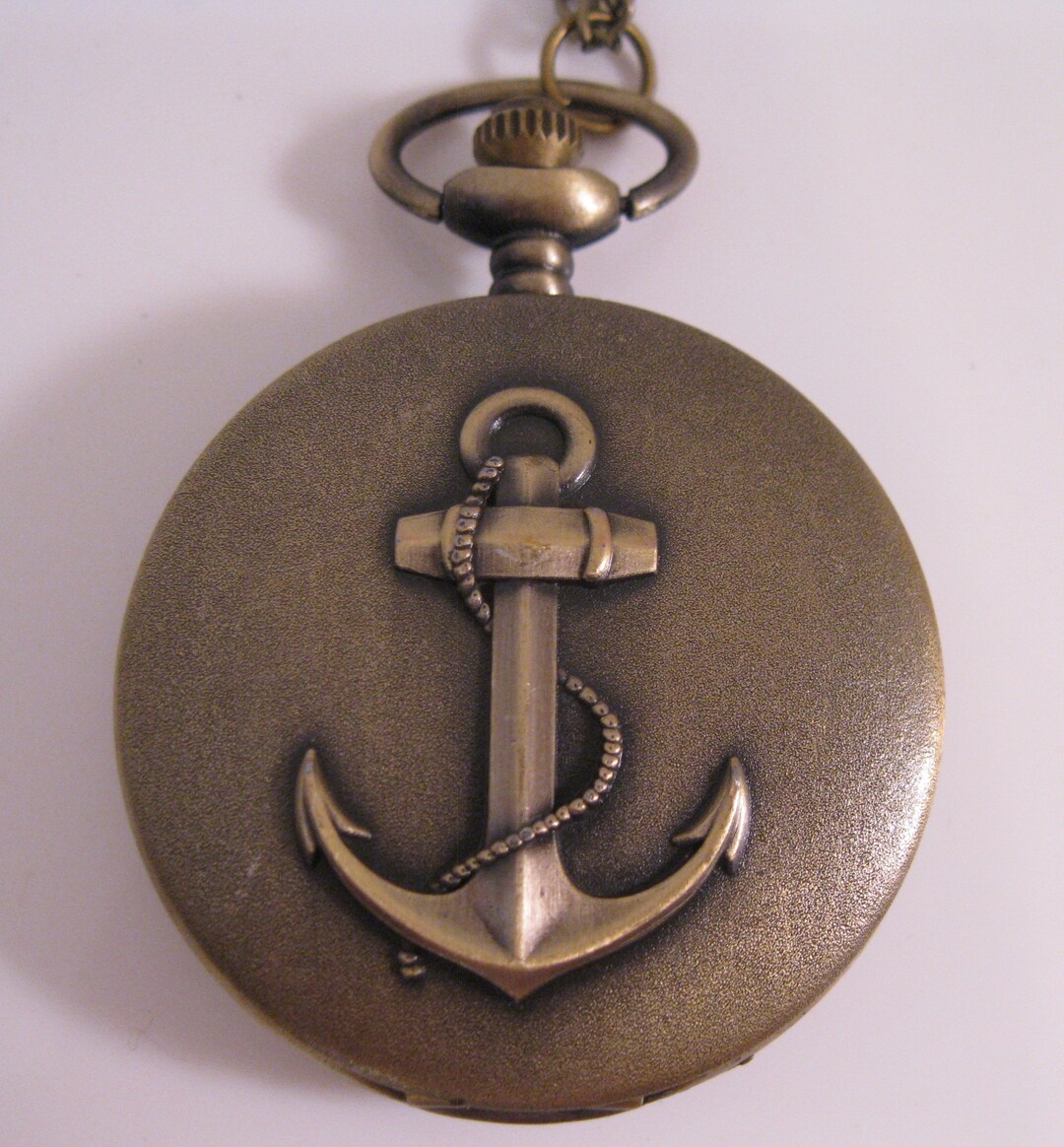 Anchor Pocket Watch W/your Choice of Chain Costume Jewelry Etsy