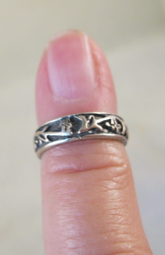 Vintage Solid Sterling Silver Open Toe Ring Vinta… - image 4