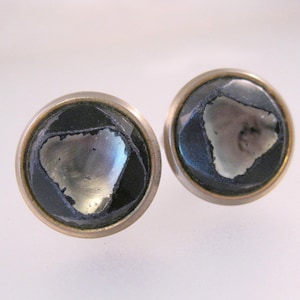 Vintage Black & Silver  Cuff Links Cufflinks Set in Gold Tone Metal Vintage Jewelry Gift for Men Gift for Him Gift for Dad Gift for Husband