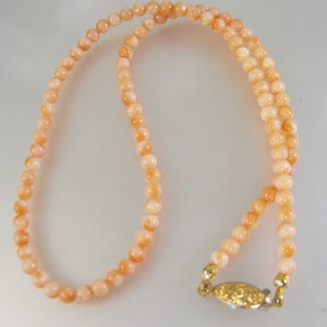 Vintage Natural Angel Skin Coral 4mm Beaded Necklace 17&quot; Vintage Necklace Vintage Jewelry Gifts for Her Gifts for Wife Gifts for Women