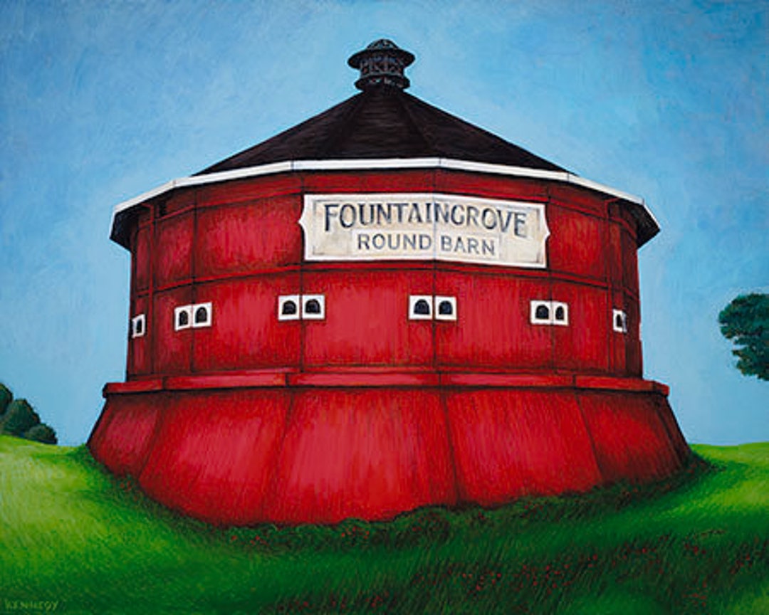 Sonoma County Art - Santa Rosa Round Barn Painting - Sonoma Fires - Etsy