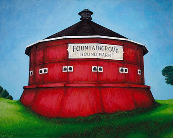 Sonoma County Art Santa Rosa Round Barn Painting Sonoma Etsy