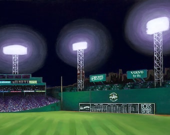 Boston Red Sox Art - Fenway Park - The Green Monster - Baseball Painting