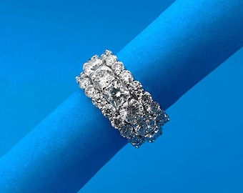 Volle Ewigkeit Kissenschliff Sterling Silber Ehering • Verlobungsring • Jubiläumsring • Ehering • Stapelring • Damenringe