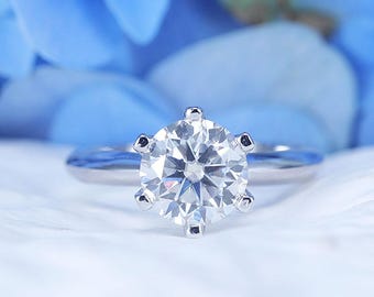 Ruundd Cut Moissanite Sterling Silber Diamant Verlobungsringe, D Farbe Moissanite Versprechen Ring Geschenke für sie, Hochzeitsringe Jahrestagsgeschenk