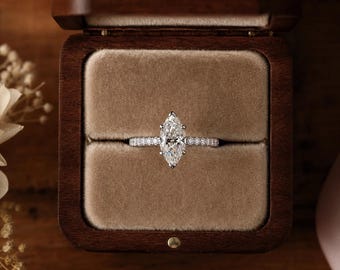 2 Karat Marquise Cut Verlobungsring, 925 Sterling Silber mit verstecktem Heiligenschein