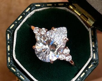 4ct Birnen-Schliff Moissanite Diamant-Verlobungsring in Sterlingsilber, Birnen-Moissanite-Ring, Versprechensring Birnenförmiger Solitärring