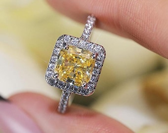 Vintage Kissen geschnitten Halo Ring Sterling Silber Versprechen Ring, CZ Diamant Verlobungsring, simulierter Diamant Ehering, Jubiläum Ring Geschenk