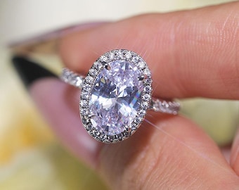 Klassischer 5A CZ Diamant-Verlobungsring im Ovalschliff aus 925 Sterlingsilber, Ehering, Versprechensringe für das Geschenk zum Jahrestag / zum Valentinstag