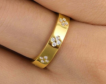 Goldene Ton Kunst geschnitzte Frauen Ehering / Frauen Bands Geschenk für sie, Muttertagsgeschenk, Jahrestag Geschenke, Ehering, Mütter Schmuck