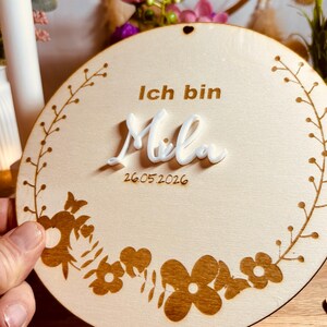 Annonce prénom disque bois personnalisé - Je suis - cadeau pour naissance carte étape signe de naissance accessoire photo naissance bébé baptême