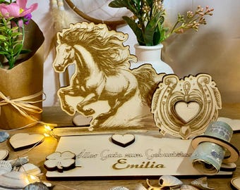 Money gift horse personalized wood - birthday baptism communion confirmation girl gift voucher money holder voucher holder A87
